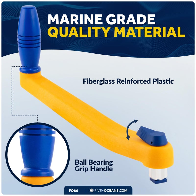 Five Oceans Universal Floating Lock-in Style Winch Handle, 8 inches (254 mm), Fiberglass Reinforced Plastic, Ball Bearing Grip Handle, Grey and Red - FO3923 - Image 4
